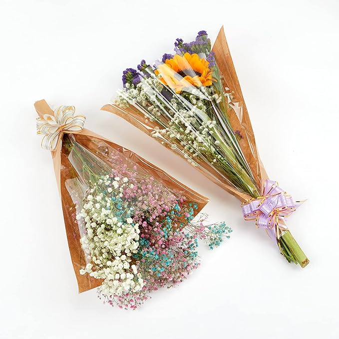 Paper Flower Bags For Bouquets Small Floral Plastic Flower Sleeves For Bouquets Gift Bags 50pcs M-Original