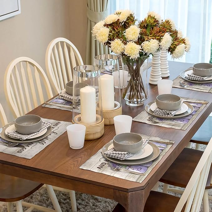 Lavender Spring Floral Placemats Set of 6 Farmhouse Country Rustic Purple Flower Double-Sided Table Mats for Kitchen Dining Room Home Party Indoor Decor 6 PCS 12x18 Inch