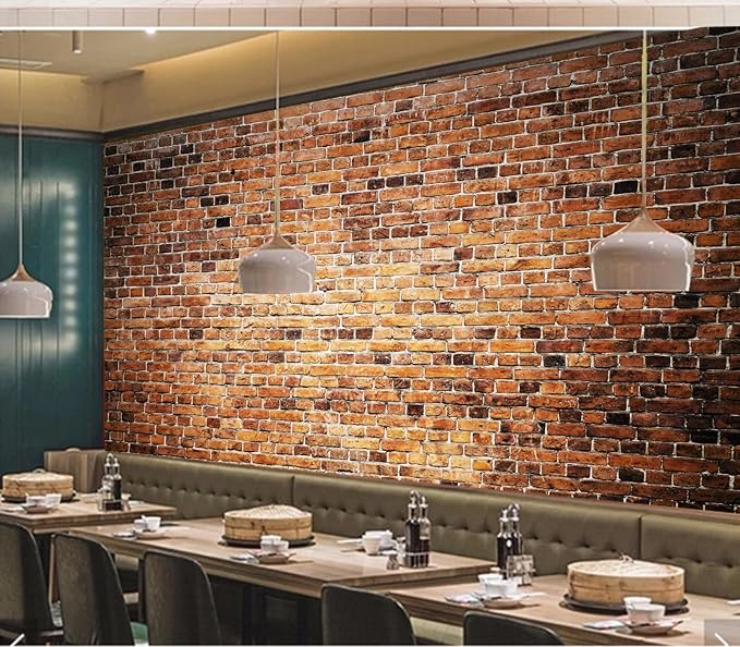 Eierme-Close-up of a Brick Wall Background with Strong Texture Peel and Stick 90" x 67"