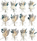 xin's convey Mini Dried Flower Bouquet Set (12 pcs), Wall Bouquet, Party Plate Decoration, Bridesmaid Flower Girl Proposal Gift Box, Groomsmen Corsage, Shooting Props. (White)