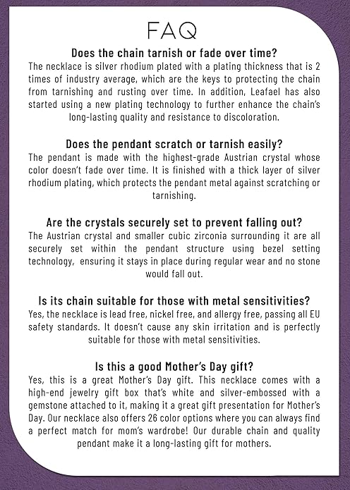 Leafael Necklaces for Women, Infinity Love Birthstone Heart Crystal Pendant, Birthday Jewelry Gifts for Her, Mom, and Wife, Silver Plated, 18 plus 2 inch Adjustable Chain