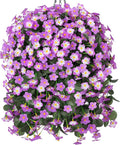 HyeFlora Artificial Fake Hanging Flowers with Basket for Outdoor Decoration,UV Resistant Faux Silk Daisy Flowers Light Fuchsia Orchid Vines in Planter Realistic Hanging Baskets for Home Porch Garden