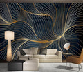 Eierme-Golden Abstract line Pattern Waves Mural Wallpaper Peel and Stick 137" x 102"