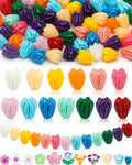 FIVEIZERO 100PCS Resin Flower Beads, 13 Colors Hawaiian Crown Floral Bead Charms for Bracelets, Necklaces & DIY Jewelry Making Crafts