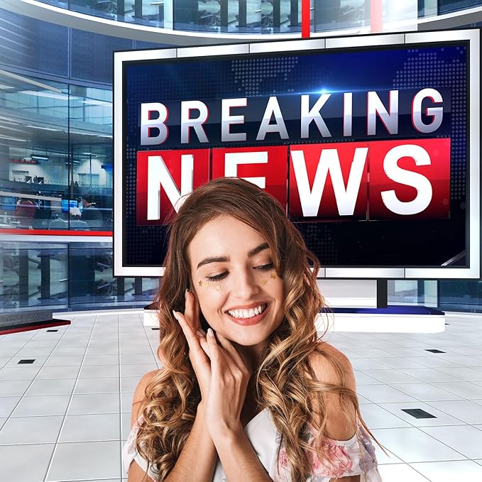 Breaking News Backdrop TV News Broadcast Hall Studio Background News Room Broadcasting Photography Background Program Record News Report Business Newsman Backdrop Kids Portrait Photo Props 20x10ft