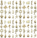 WOCRAFT 60pcs KC Gold Ocean Charms Bracelet Charms for Jewelry Making Sets DIY Necklace Bracelet Keychain Crafting Charms Kit Craft Supplies (SN884)