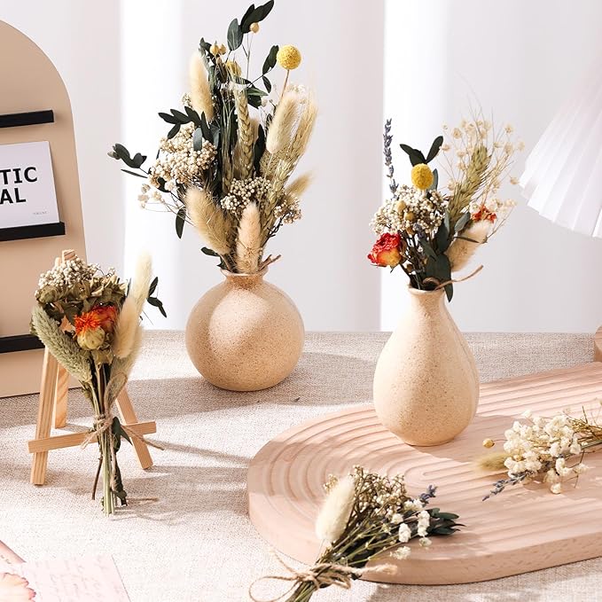 12 Kinds of Dried Flowers for Crafts Bulk DIY Natural Dried Pampas Grass Rose Lavender Babys Breath with Stems Dry Flower Bouquets with Hemp Rope Handmade DIY Ideas Home Decor Floral Arrangement