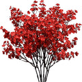 Mandy's Red Artificial Baby’s Breath European Flowers 6 Bundles Silk Gypsophila with Bendable Stems for Fall Thanksgiving & Christmas Centerpiece Wedding Decor and Table Arrangements