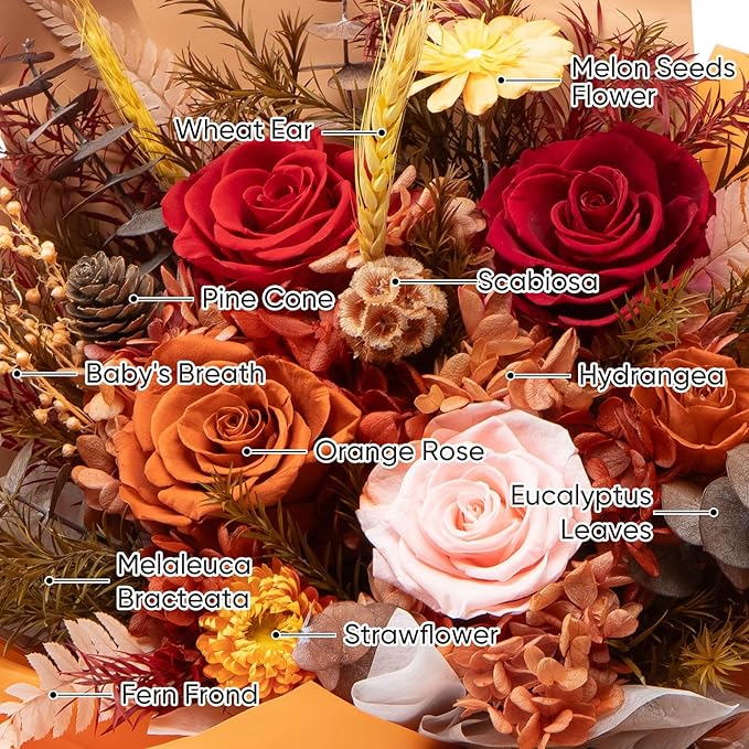 Flowers for Delivery Preserved Flower Fresh Bouquet Forever Flowers Birthday Gifts for Women Mom Anniversary Real Rose Gifts for Grandma Sister Wife Her from Daughter Home Wedding Decor