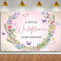 Sensfun A Little Wildflower is On Way Baby Shower Backdrop Banner Girl Wildflowers Party Decorations,Pink Wild Flowers Floral Theme Background for Girls Baby Shower Decor Photo Booth Props 5x3ft