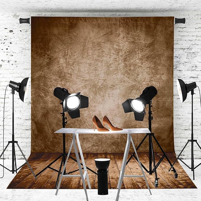Professional Abstract Portrait Photography Backdrop,Wall with Wood Floor Backdrop for Kids Photography Baby Newborn Cake Smash Photo Shoots Hypoallergenic Fabric Photography Props(Brown-8x12ft)