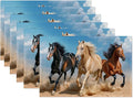 Running Horse Placemats Set of 6,Waterproof Heat Resistant Dining Table Plate Mat for Home Kitchen Dining Table 12x18Inch