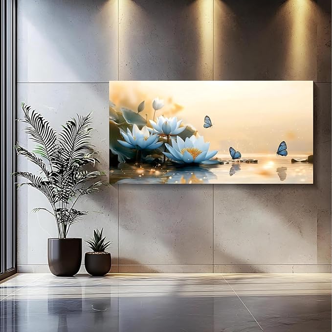 Iallbin Zen Stone Wall Art & Zen Wall Decor, sense of peace and natural beauty -for Yoga Meditation Room, Spa & Bathroom, Soft Hazy Dawn Art Deco Style, Ready to Hang, 58x29 Inches
