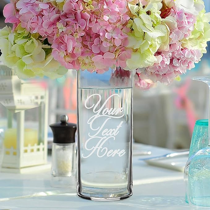 My Personal Memories Custom Etched Glass Flower Vase - Personalized with Your Text for Weddings, Valentine's, Mother's Day, Couples, Anniversaries, Birthdays, Gifts (Any Text Style)