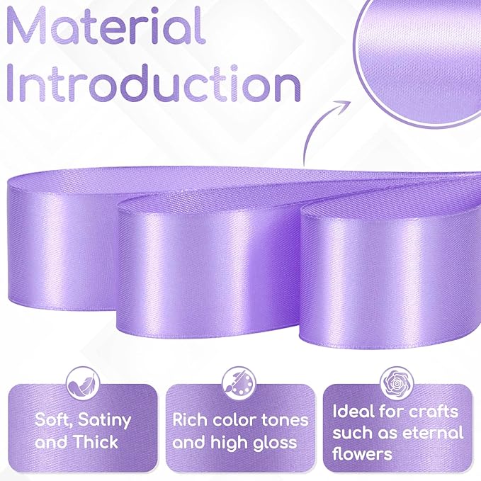 Lavender Satin Ribbon 1-1/2 Inch 30 Yards, Lavender Light Purple Ribbon for Gift Wrapping, Flower Bouquet, Crafts, Eternal Flower, Christmas, Easter and Bow Making