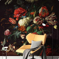 Zeeko Dark Floral Peel and Stick Wall Murals 59" W x 98" H Vintage 3D Flowers Wallpaper Self Adhesive Nature Botanical Wall Art for Bedroom TV Background Living Room Decor