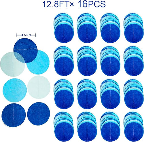 205Ft Navy Blue White Party Decorations Circle Dot Backdrop Garland Royal Blue Tissue Paper Polka Dot Hanging Curtain Streamer for Birthday Graduation Wedding Under The Sea Nautical Ahoy Achor Party