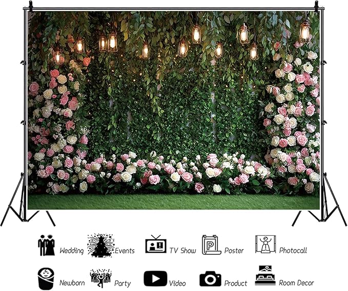 Baocicco Green Floral Wall Backdrops 10x6.5ft Outdoor Outside Wedding Background Bridal Shower Bride to Be Party Decorations Kids Adults Portraits Birthday Anniversary Banner Backdrop Photo Props