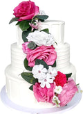 Pre-Made Hot Pink Silk Flowers for Cakes Decorations Fuchsia Light Pink Artificial Rose Peony Wedding Cake Toppers Decorating Fake Floral Anniversary Birthday Party Arrangements Table