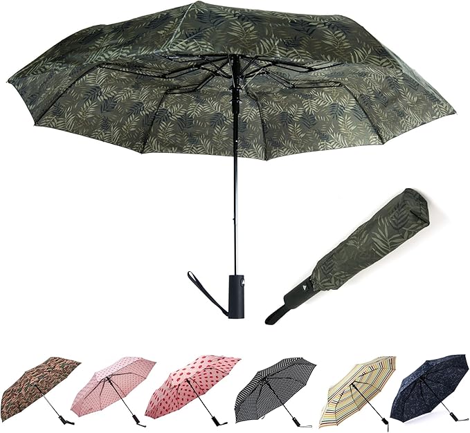 Nollia Windproof Automatic Travel Umbrella, Compact Portable with Reinforced Ribs for Sun & Rain