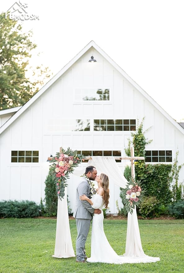 Artificial Flowers Wedding Arch Decor Arch Flowers (Set of 2) for Wedding Welcome Sign and Backdrop Decoration (New Pink)