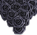 IPOPU Black Glitter Roses,50PCS Fake Roses Glitter Flowers for Crafts DIY Wedding Bouquet Home Party Decoration(Black)
