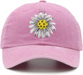 Waldeal Pickleball Hat for Women, Ajustable Embroidered Daisy Washed Denim Baseball Cap