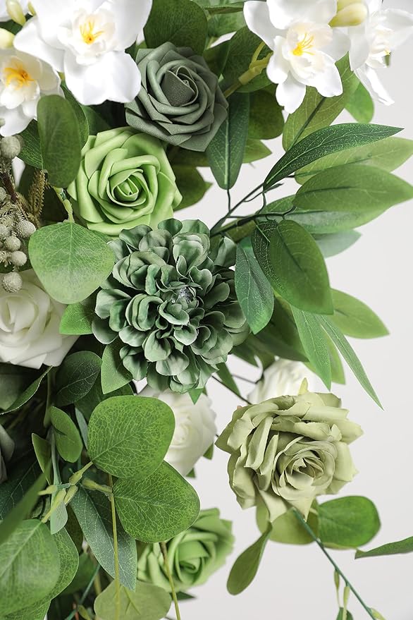Green Artificial Flowers Combo Set Fake Flower Leaf Box with Stemst for DIY Wedding Bridal Bouquet, Centerpieces, Home Decor, Floral Arrangement Decor