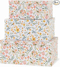 Soul & Lane Decorative Storage Cardboard Boxes with Lids | Summer Bouquet - Set of 3 | Paperboard Nesting Boxes for Organizing