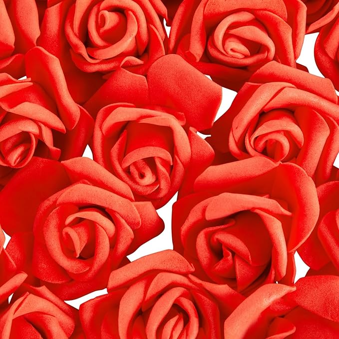 Juvale Artificial Carnations - Wedding Decor & Centerpiece Table Decorations - Artificial Flowers Bulk & Bridal Bouquet - Faux Flowers for Vase & Floral Decorations - 100 Pack, 3 in Dia, Red