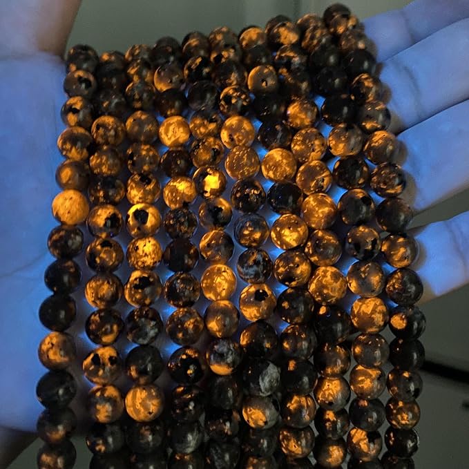 12MM 28PSC Flame Yooperlite Stone Beads Loose Beads for Jewelry Making DIY Bracelets Show Flame Color Under The Irradiation of UV Lamps
