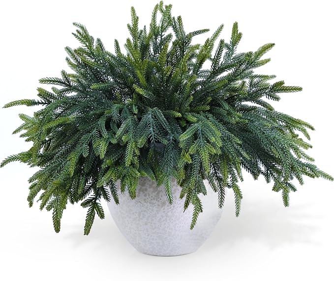 24 Pcs Pine Branches - Real Touch Artificial Pine Stems - Christmas Greenery Picks for DIY Wreaths Garlands Vase Arrangements, Indoor Outdoor Christmas Decor