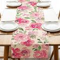 Seliem Spring Summer Watercolor Flower Table Runner, Pink Peony Floral Kitchen Dining Table Decor, Seasonal Burlap Home Decoration Indoor Outdoor Party Supply 13 x 120 Inches