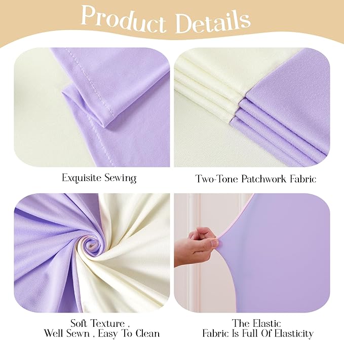 Cream Purple Arch Backdrop Cover Set of 2 Spandex Arch Covers 7.2 and 6ft Wedding Birthday Party Arch Covers Stretchy Backdrop Bridal Baby Shower Biege Lavender Arch Stand Cover