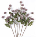 mizii 6Pcs Fake Silk Pompon Mum Artificial Flowers Bulk Small Faux Chrysanthemums with Stems Realistic Floral Decorations for Wedding DIY Bouquet Centerpieces Shower Vase Home Decor (Gray Purple)