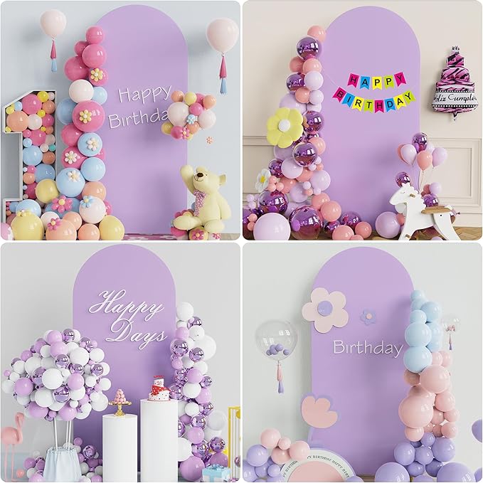 Wokceer 6FT Wedding Arch Cover Spandex Fitted Wedding Arch Stand Covers Round Top Chiara Arch Backdrop Cover for Birthday Party Ceremony Banquet Decoration Lavender, COVER 1.8M- LAVENDER-A