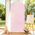 White Iridescent Wedding Arch Cover: 7.2FT Sequin Backdrop Sparkly Backdrops for Birthday Party Ceremony Baby Shower Banquet Decoration