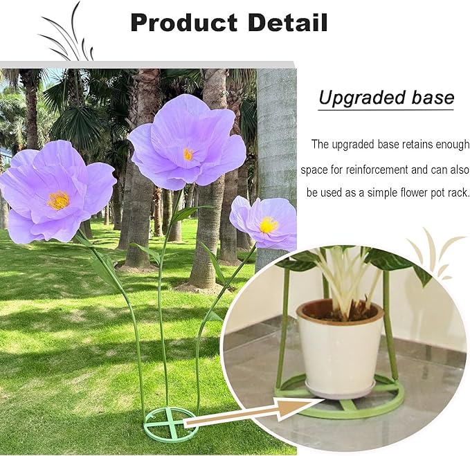 5.9 Ft Large Paper Artificial Flowers,Giant Flowers for Decoration,Standing Huge Handcrafted Poppy Flowers for Garden,Hotel,Office,Photography Props,Wedding,Art Gallery,Shop Window Display(Purple)