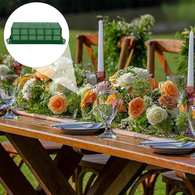 24 Packs Floral Foam Cage Rectangle Flower Cage Holders with Floral Foam Flower Arrangement Supplies for Fresh Flowers, Home Wedding Decorations, 11.8 x 4.3 x 3.1 Inches