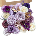 Roses Artificial Flowers Purple Fake Flower with Stems Bulk for DIY Wedding Bouquets Bridal Baby Shower Centerpiece Table Decorations Silk Faux Floral Arrangements for Party Home Decor Indoor
