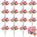 Crowye 16 Bundles Artificial Peonies Realistic Flowers with Stems Bouquet Peonies for Table Centerpieces Wedding Decoration Bridal Floral Arrangement (Dark Pink)