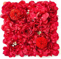 Flower Wall Backdrop, 12PCS 10.6"-15.7" Artificial Flower Wall Panel with Various Styles, 3D Floral Wall Decor for Wedding Photo Background Festive Party Home Decoration (H001, 15 * 15in)