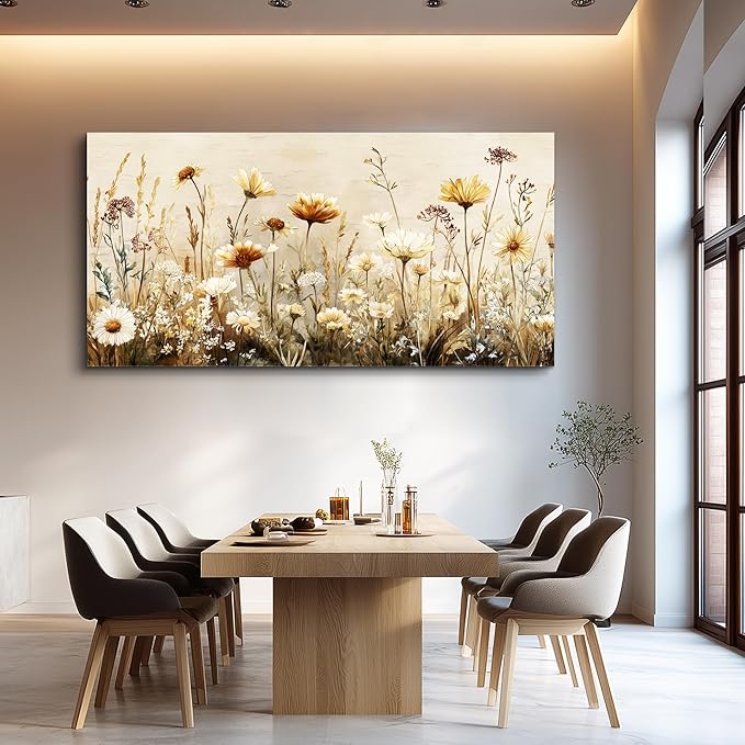hyidecorart Large Flower Wall Art for Living Room Botanical Farmhouse Wall Decor Nature Abstract Picture for Bedroom Office Elegant Floral Canvas Prints Artwork Home Decorations Ready to Hang 30"X60"