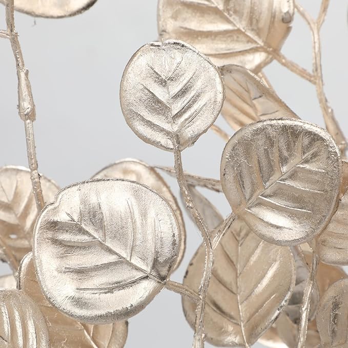 Hollyone 24.8” Christmas Tree Picks and Sprays 3Pcs Champagne Artificial Eucalyptus Stems Eucalyptus Silver Dollar Leaves Branches Floral for Xmas Tree Garland Wreath Centerpieces Wedding Decor