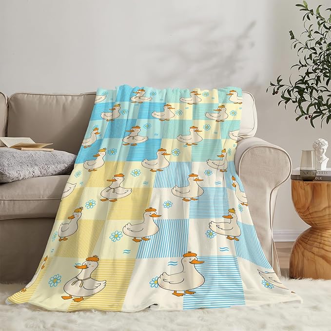 Funny Duck Blanket Cute Duck Throw Blanket Soft Cozy Fleece Fuzzy Stuffed Plush Flannel Gifts for Girls Women Boys Kids Adults 60"X80"