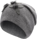 ZLYC Women Floral Slouchy Beanie Hat Double Layer Winter Knit Skull Cap