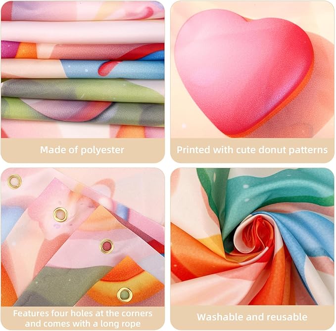 152x100cm/60x40in Donut Backdrop, Sweet Donut Grow Up Birthday Backdrop for Newborn Baby Shower Kids Girls Birthday Party Decorations & Supplies