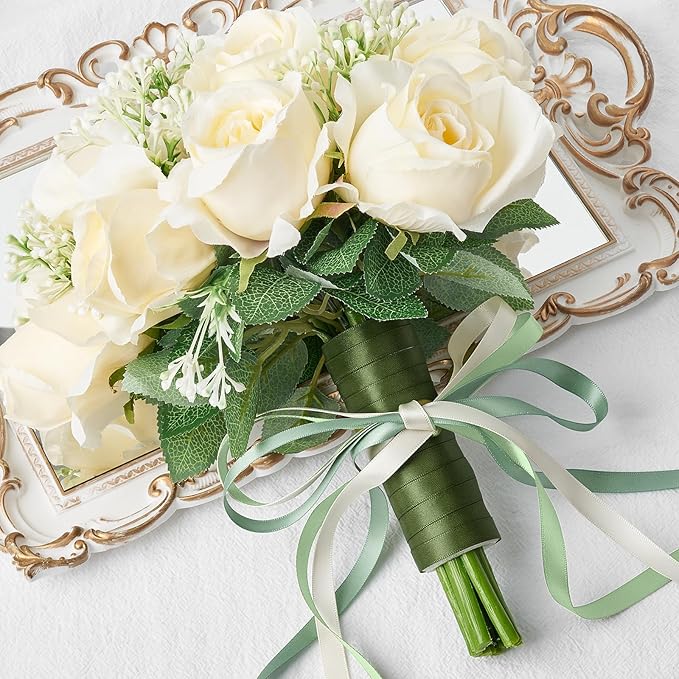 3/8 Inch Green Satin Ribbon, 4 Rolls Total 40 Yards, Double Faced Mixed Green Thin Ribbon for Gift Wrapping, Flower Bouquets, Crafts, Wedding Christmas Decorations