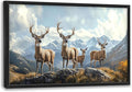 Mountain Elk Deer Large Wall Art Framed Farmhouse Wall Decor for Living Room Rustic Deer Pictures Oversized Canvas Print Painting Modern Extra Large Framed Artwork for Bedroom Office 36"x24"