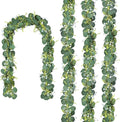 CQURE 4 Pack 5.9Ft Eucalyptus Garland,Artificial Eucalyptus Flowers Leaves Table Greenery Garland Wreath Vines for Wedding Party Table Fireplace Bedroom Wall Room Decor